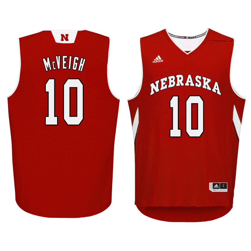 Men Nebraska Cornhuskers #10 Jack McVeigh College Basketball Jersyes Sale-Red - Click Image to Close